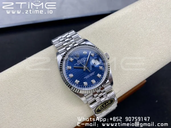 Rolex DateJust 36mm 126234 Clean 1:1 Best Edition 904L Steel Blue Diamond Dial on Jubilee Bracelet VR3235 - Super Clone Watch | 1:1 Best Version