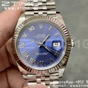Rolex DateJust 36 126234 904L SS Clean Factory 1:1 Best Edition Fluted Bezel Bluw Roman Dial on Jubilee Bracelet VR3235 - Super Clone Watch | 1:1 Best Version