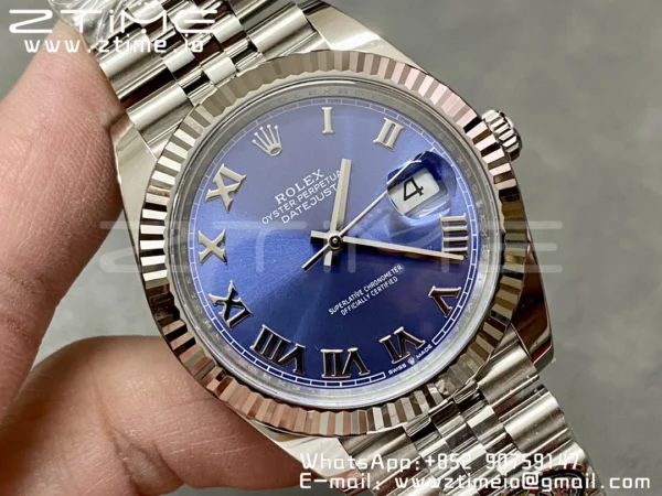 Rolex DateJust 36 126234 904L SS Clean Factory 1:1 Best Edition Fluted Bezel Bluw Roman Dial on Jubilee Bracelet VR3235 - Super Clone Watch | 1:1 Best Version