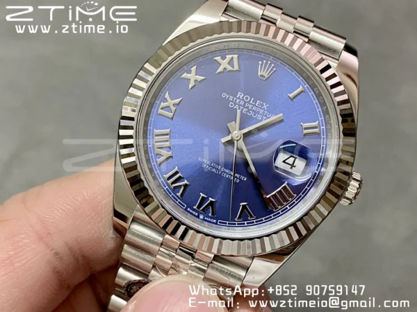 Rolex DateJust 36 126234 904L SS Clean Factory 1:1 Best Edition Fluted Bezel Bluw Roman Dial on Jubilee Bracelet VR3235 - Super Clone Watch | 1:1 Best Version