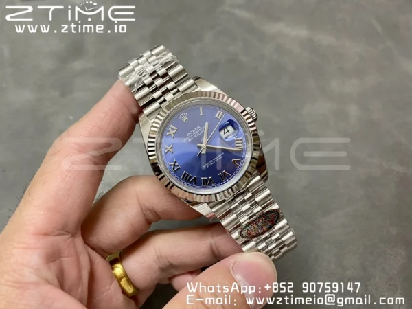 Rolex DateJust 36 126234 904L SS Clean Factory 1:1 Best Edition Fluted Bezel Bluw Roman Dial on Jubilee Bracelet VR3235 - Super Clone Watch | 1:1 Best Version