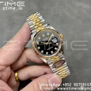 Rolex DateJust 36 126233 Clean 1:1 Best Edition 904L Steel Black Diamonds Dial on SS/YG Jubilee Bracelet VR3235 - Super Clone Watch | 1:1 Best Version