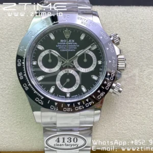 Rolex Daytona 116500 Clean Factory 1:1 Best Edition 904L SS Case and Bracelet Black Dial SA4130 v2 - Super Clone Watch | 1:1 Best Version