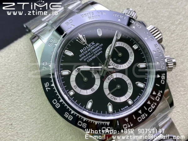 Rolex Daytona 116500 Clean Factory 1:1 Best Edition 904L SS Case and Bracelet Black Dial SA4130 v2 - Super Clone Watch | 1:1 Best Version