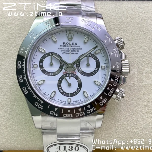 Rolex Daytona 116500 Clean Factory 1:1 Best Edition 904L SS Case and Bracelet White Dial SA4130 v2 - Super Clone Watch | 1:1 Best Version