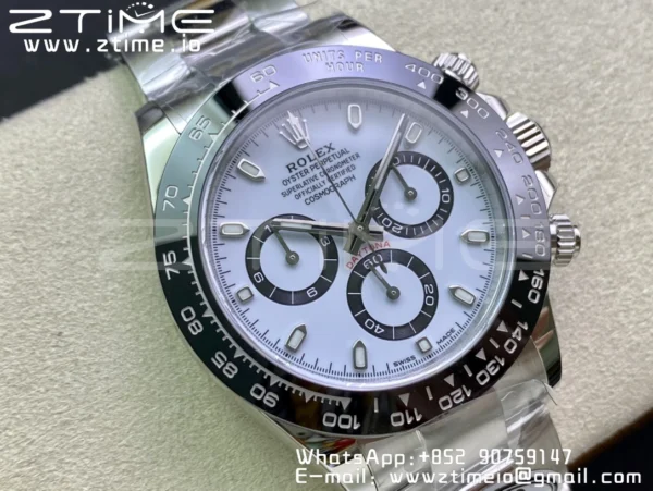 Rolex Daytona 116500 Clean Factory 1:1 Best Edition 904L SS Case and Bracelet White Dial SA4130 v2 - Super Clone Watch | 1:1 Best Version