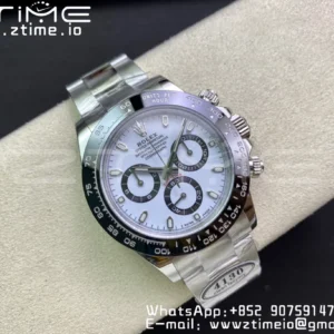 Rolex Daytona 116500 Clean Factory 1:1 Best Edition 904L SS Case and Bracelet White Dial SA4130 v2 - Super Clone Watch | 1:1 Best Version