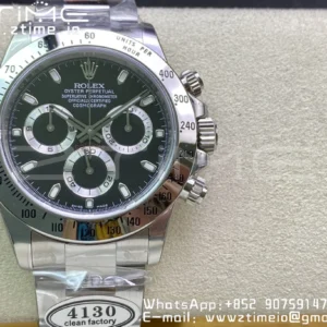 Rolex Daytona 116520 Clean Factory 1:1 Best Edition 904L SS Case and Bracelet Black Dial SA4130 v2 - Super Clone Watch | 1:1 Best Version