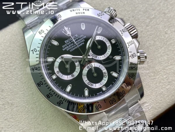 Rolex Daytona 116520 Clean Factory 1:1 Best Edition 904L SS Case and Bracelet Black Dial SA4130 v2 - Super Clone Watch | 1:1 Best Version