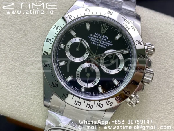Rolex Daytona 116520 Clean Factory 1:1 Best Edition 904L SS Case and Bracelet Black Dial SA4130 v2 - Super Clone Watch | 1:1 Best Version