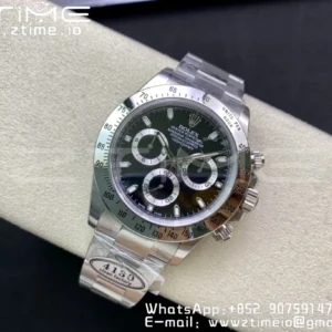Rolex Daytona 116520 Clean Factory 1:1 Best Edition 904L SS Case and Bracelet Black Dial SA4130 v2 - Super Clone Watch | 1:1 Best Version