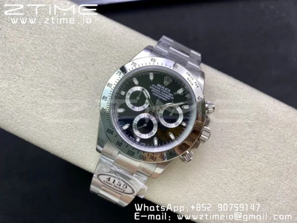 Rolex Daytona 116520 Clean Factory 1:1 Best Edition 904L SS Case and Bracelet Black Dial SA4130 v2 - Super Clone Watch | 1:1 Best Version