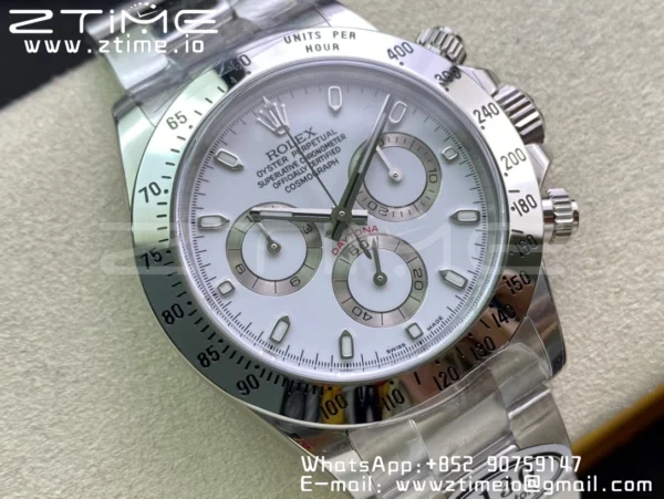 Rolex Daytona 116520 Clean Factory 1:1 Best Edition 904L SS Cassa e Bracciale Quadrante Bianco SA4130 v2 - Orologio Super Clone | 1:1 Best Version