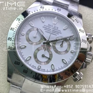 Rolex Daytona 116520 Clean Factory 1:1 Best Edition 904L SS Cassa e Bracciale Quadrante Bianco SA4130 v2 - Orologio Super Clone | 1:1 Best Version