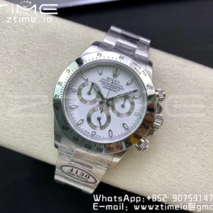 Rolex Daytona 116520 Clean Factory 1:1 Best Edition 904L SS Cassa e Bracciale Quadrante Bianco SA4130 v2 - Orologio Super Clone | 1:1 Best Version