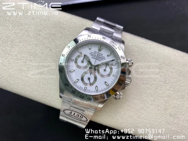 Rolex Daytona 116520 Clean Factory 1:1 Best Edition 904L SS Cassa e Bracciale Quadrante Bianco SA4130 v2 - Orologio Super Clone | 1:1 Best Version