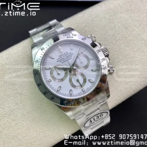 Rolex Daytona 116520 Clean Factory 1:1 Best Edition 904L SS Cassa e Bracciale Quadrante Bianco SA4130 v2 - Orologio Super Clone | 1:1 Best Version