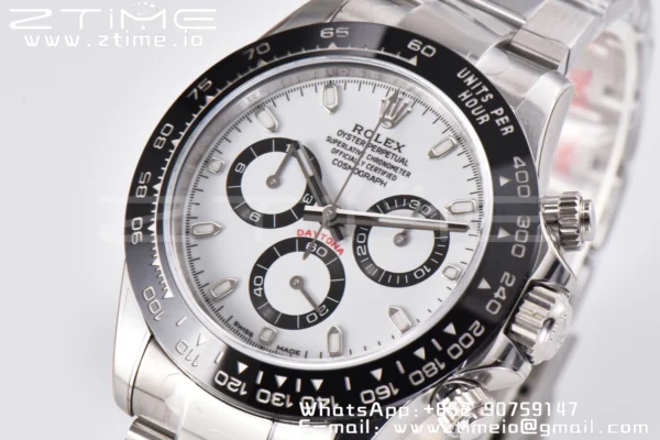Rolex Daytona 116500 Clean Factory 1:1 Best Edition 904L SS Case and Bracelet White Dial SA4130 v2 - Super Clone Watch | 1:1 Best Version