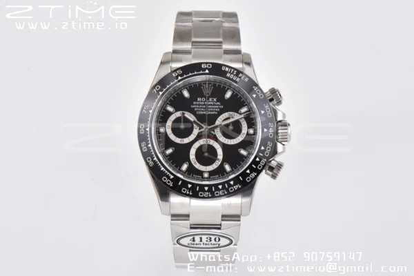 Rolex Daytona 116500 Clean Factory 1:1 Best Edition 904L SS Case and Bracelet Black Dial SA4130 v2 - Super Clone Watch | 1:1 Best Version