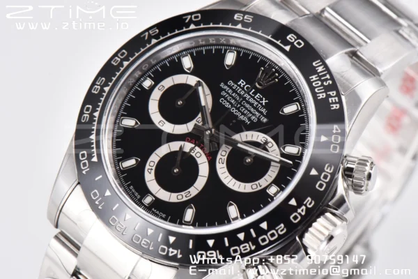 Rolex Daytona 116500 Clean Factory 1:1 Best Edition 904L SS Case and Bracelet Black Dial SA4130 v2 - Super Clone Watch | 1:1 Best Version