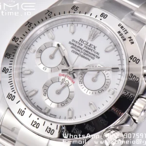 Rolex Daytona 116520 Clean Factory 1:1 Best Edition 904L SS Cassa e Bracciale Quadrante Bianco SA4130 v2 - Orologio Super Clone | 1:1 Best Version