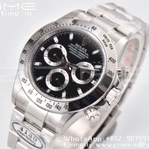 Rolex Daytona 116520 Clean Factory 1:1 Best Edition 904L SS Case and Bracelet Black Dial SA4130 v2 - Super Clone Watch | 1:1 Best Version