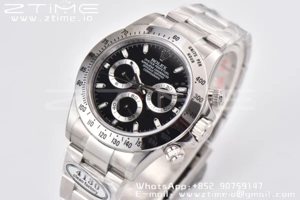 Rolex Daytona 116520 Clean Factory 1:1 Best Edition 904L SS Case and Bracelet Black Dial SA4130 v2 - Super Clone Watch | 1:1 Best Version