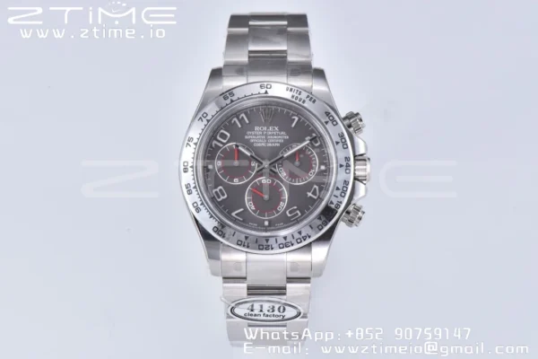 Rolex Daytona 116509 Clean 1:1 Best Edition 904L SS Case Black Dial on SS Bracelet SA4130 V2 - Super Clone Watch | 1:1 Best Version