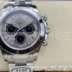 Rolex Daytona 116509 Čisté 1:1 nejlepší vydání 904L SS pouzdro šedý číselník na SS náramku SA4130 V2 - Super klon hodinky | 1:1 nejlepší verze