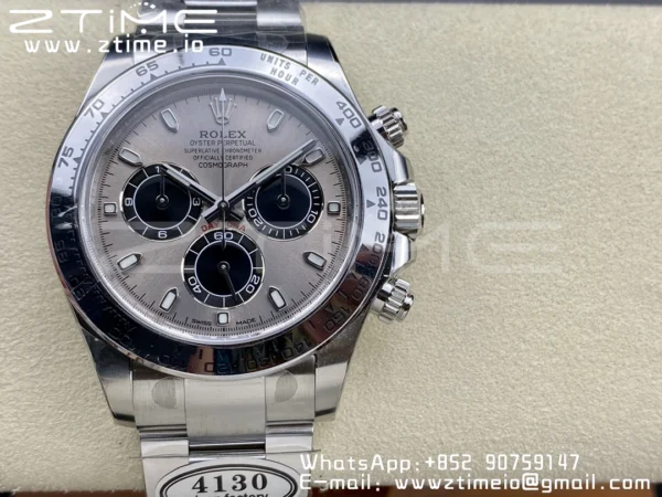 Rolex Daytona 116509 Čisté 1:1 nejlepší vydání 904L SS pouzdro šedý číselník na SS náramku SA4130 V2 - Super klon hodinky | 1:1 nejlepší verze