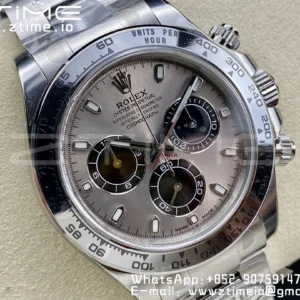 Rolex Daytona 116509 Čisté 1:1 nejlepší vydání 904L SS pouzdro šedý číselník na SS náramku SA4130 V2 - Super klon hodinky | 1:1 nejlepší verze
