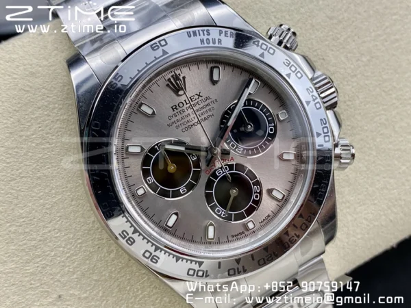 Rolex Daytona 116509 Čisté 1:1 nejlepší vydání 904L SS pouzdro šedý číselník na SS náramku SA4130 V2 - Super klon hodinky | 1:1 nejlepší verze