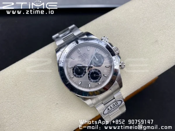 Rolex Daytona 116509 Čisté 1:1 nejlepší vydání 904L SS pouzdro šedý číselník na SS náramku SA4130 V2 - Super klon hodinky | 1:1 nejlepší verze