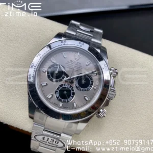 Rolex Daytona 116509 Čisté 1:1 nejlepší vydání 904L SS pouzdro šedý číselník na SS náramku SA4130 V2 - Super klon hodinky | 1:1 nejlepší verze