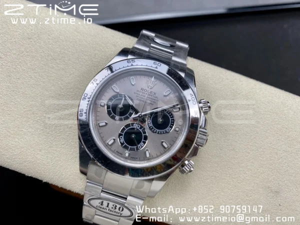 Rolex Daytona 116509 Čisté 1:1 nejlepší vydání 904L SS pouzdro šedý číselník na SS náramku SA4130 V2 - Super klon hodinky | 1:1 nejlepší verze