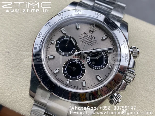 Rolex Daytona 116509 Čisté 1:1 nejlepší vydání 904L SS pouzdro šedý číselník na SS náramku SA4130 V2 - Super klon hodinky | 1:1 nejlepší verze