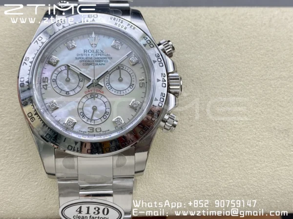 Rolex Daytona 116509 Clean 1:1 Best Edition MOP Dial on SS Bracelet SA4130 V2 - Super Clone Watch | 1:1 Best Version