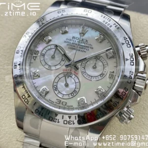 Rolex Daytona 116509 Clean 1:1 Best Edition MOP Dial on SS Bracelet SA4130 V2 - Super Clone Watch | 1:1 Best Version