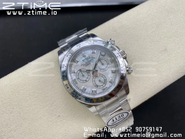 Rolex Daytona 116509 Clean 1:1 Best Edition MOP Dial on SS Bracelet SA4130 V2 - Super Clone Watch | 1:1 Best Version
