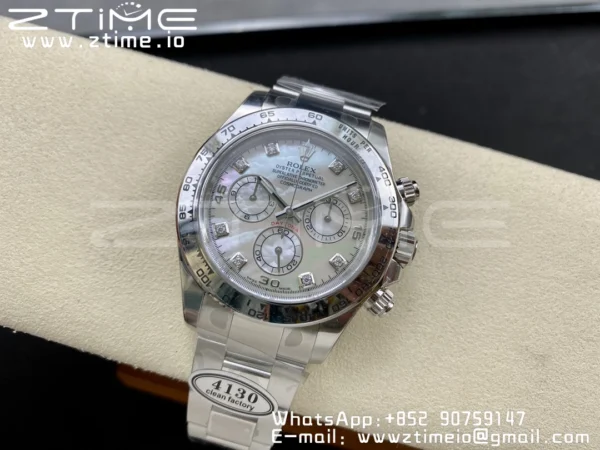 Rolex Daytona 116509 Clean 1:1 Best Edition MOP Dial on SS Bracelet SA4130 V2 - Super Clone Watch | 1:1 Best Version
