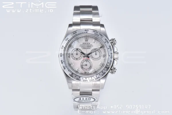Rolex Daytona 116509 Clean 1:1 Best Edition MOP Dial on SS Bracelet SA4130 V2 - Super Clone Watch | 1:1 Best Version