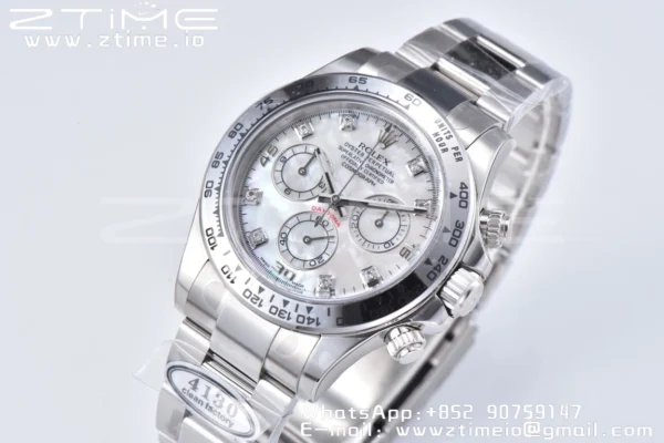Rolex Daytona 116509 Clean 1:1 Best Edition MOP Dial on SS Bracelet SA4130 V2 - Super Clone Watch | 1:1 Best Version