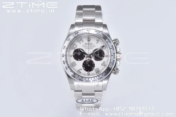 Rolex Daytona 116509 Clean 1:1 Best Edition Cassa 904L SS Quadrante Bianco su Bracciale SS SA4130 V2 - Orologio Super Clone | 1:1 Best Version