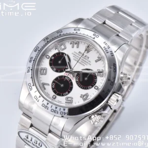 Rolex Daytona 116509 Clean 1:1 Best Edition Cassa 904L SS Quadrante Bianco su Bracciale SS SA4130 V2 - Orologio Super Clone | 1:1 Best Version
