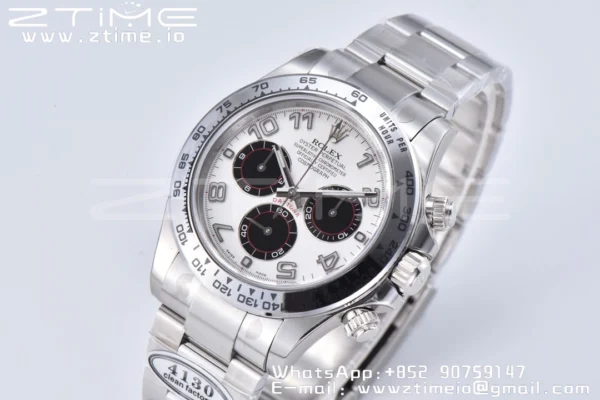 Rolex Daytona 116509 Clean 1:1 Best Edition Cassa 904L SS Quadrante Bianco su Bracciale SS SA4130 V2 - Orologio Super Clone | 1:1 Best Version