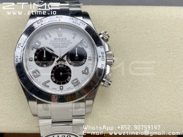 Rolex Daytona 116509 Clean 1:1 Best Edition Cassa 904L SS Quadrante Bianco su Bracciale SS SA4130 V2 - Orologio Super Clone | 1:1 Best Version