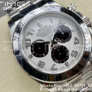 Rolex Daytona 116509 Clean 1:1 Best Edition Cassa 904L SS Quadrante Bianco su Bracciale SS SA4130 V2 - Orologio Super Clone | 1:1 Best Version
