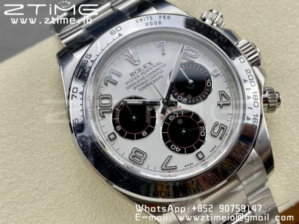Rolex Daytona 116509 Clean 1:1 Best Edition Cassa 904L SS Quadrante Bianco su Bracciale SS SA4130 V2 - Orologio Super Clone | 1:1 Best Version