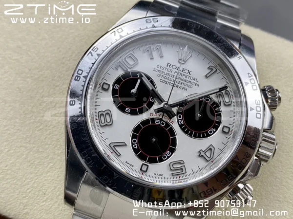 Rolex Daytona 116509 Clean 1:1 Best Edition Cassa 904L SS Quadrante Bianco su Bracciale SS SA4130 V2 - Orologio Super Clone | 1:1 Best Version