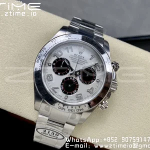 Rolex Daytona 116509 Clean 1:1 Best Edition Cassa 904L SS Quadrante Bianco su Bracciale SS SA4130 V2 - Orologio Super Clone | 1:1 Best Version